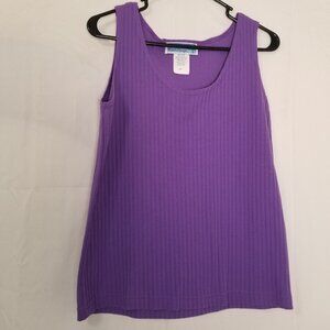 Coastal Images Woman's Purple Tank Top Sleeveless Scoop Neck Ribbed Knit Size L